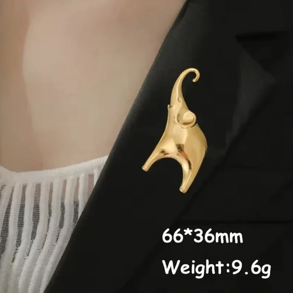 Elephant Gold Stainless Steel Waterproof Brooch - Picture 13 of 16